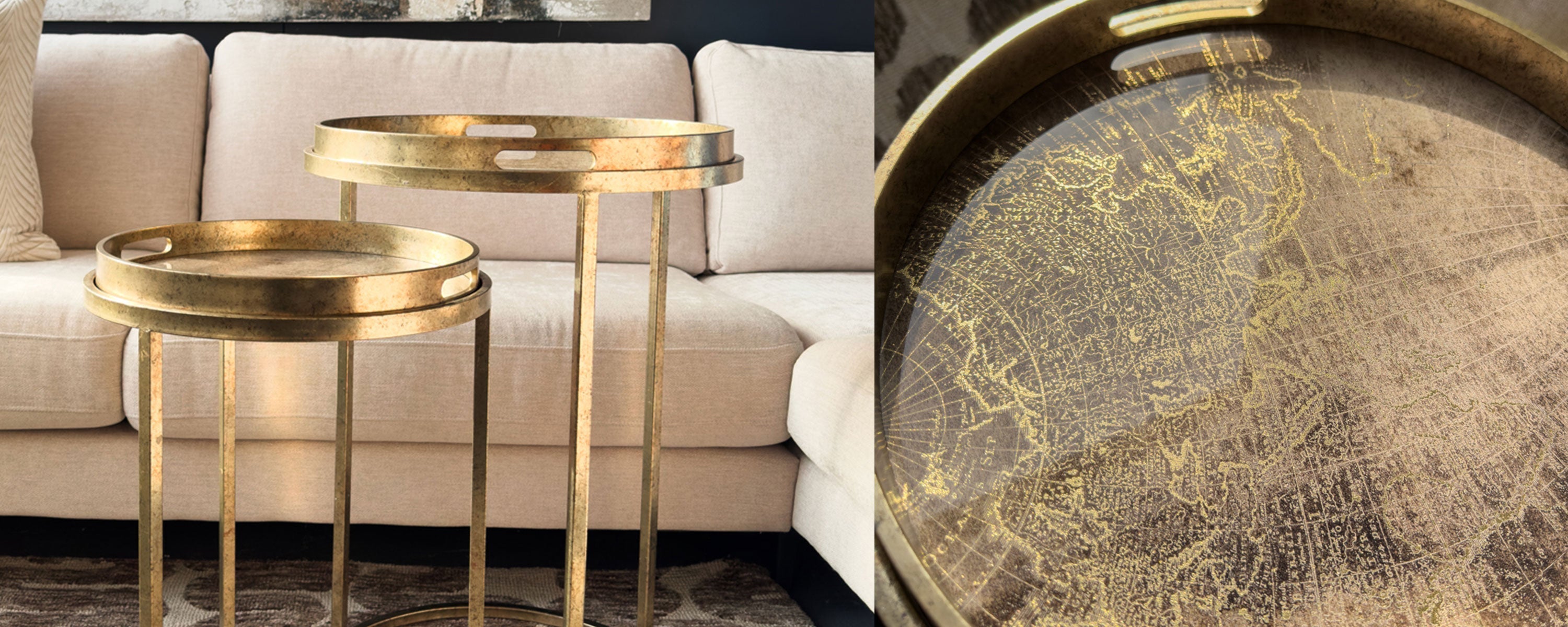 Product Highlight: Antique Gold Atlas Set of 2 Tables