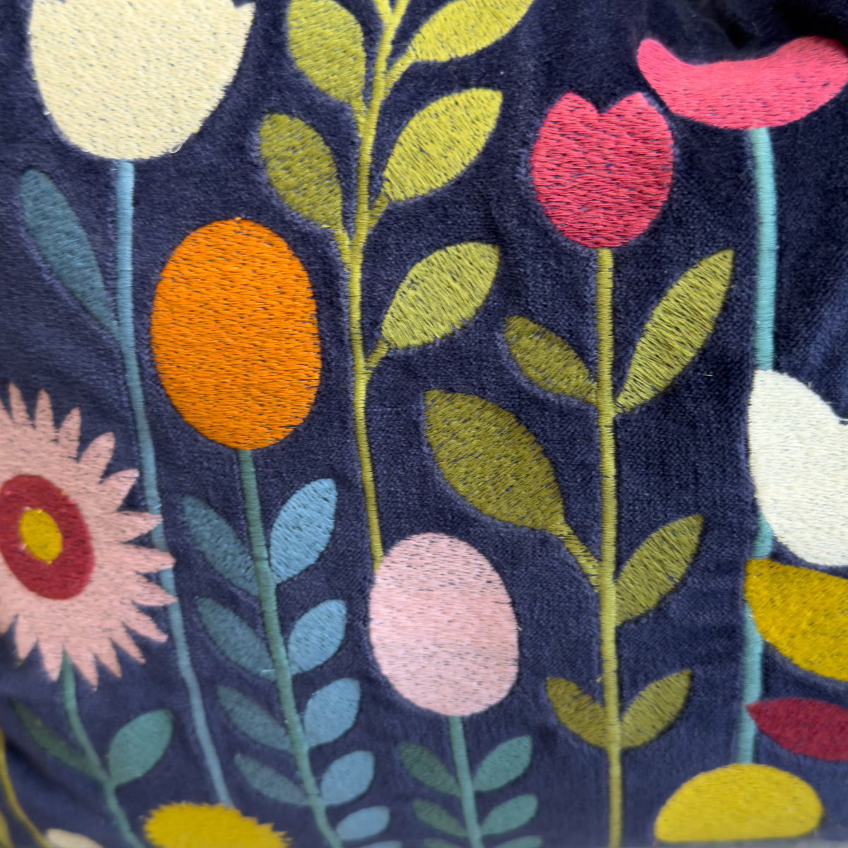 Navy 2D Multicoloured Florals Cushion