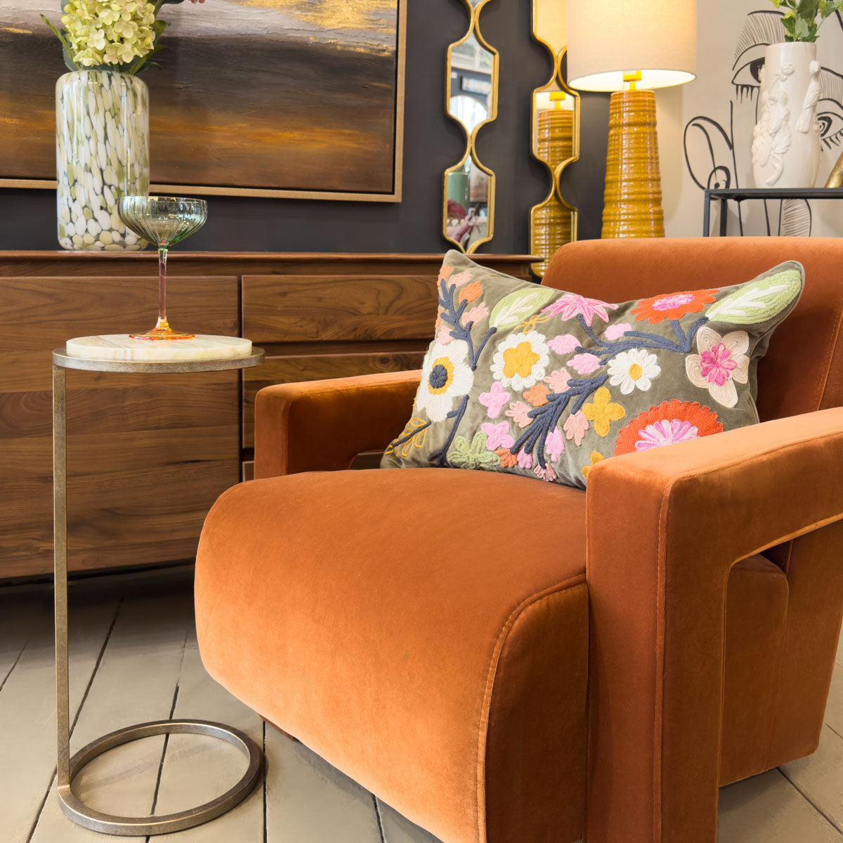 Beige Onyx & Champagne Sofa Table