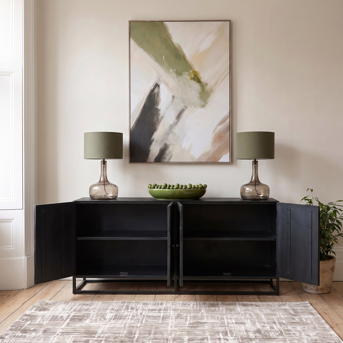 Black Starburst 4 Door Sideboard