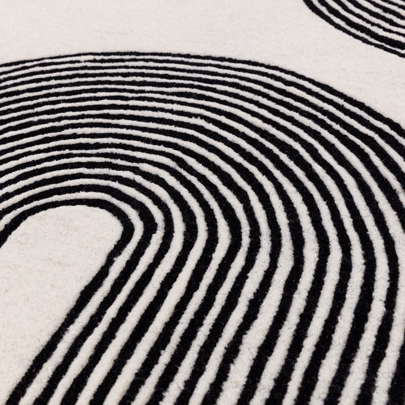 Minimalist Monochrome Curves Rug - Various Sizes