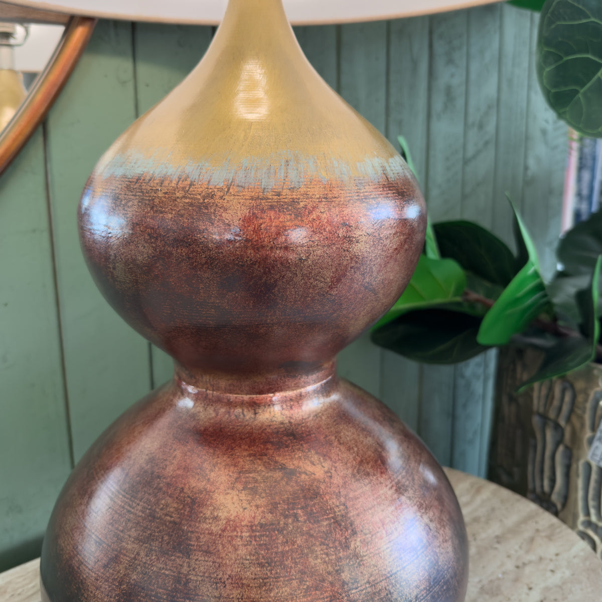 Bronze Distressed Iron Shaped Base Lamp