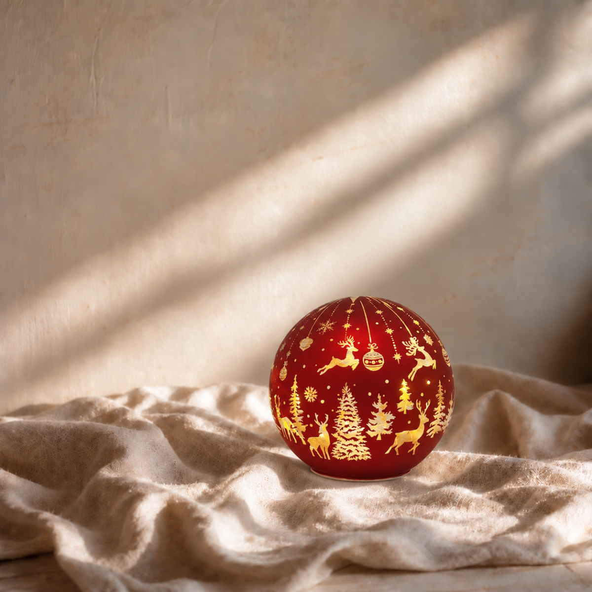 LED Red Reindeer Sphere Decor
