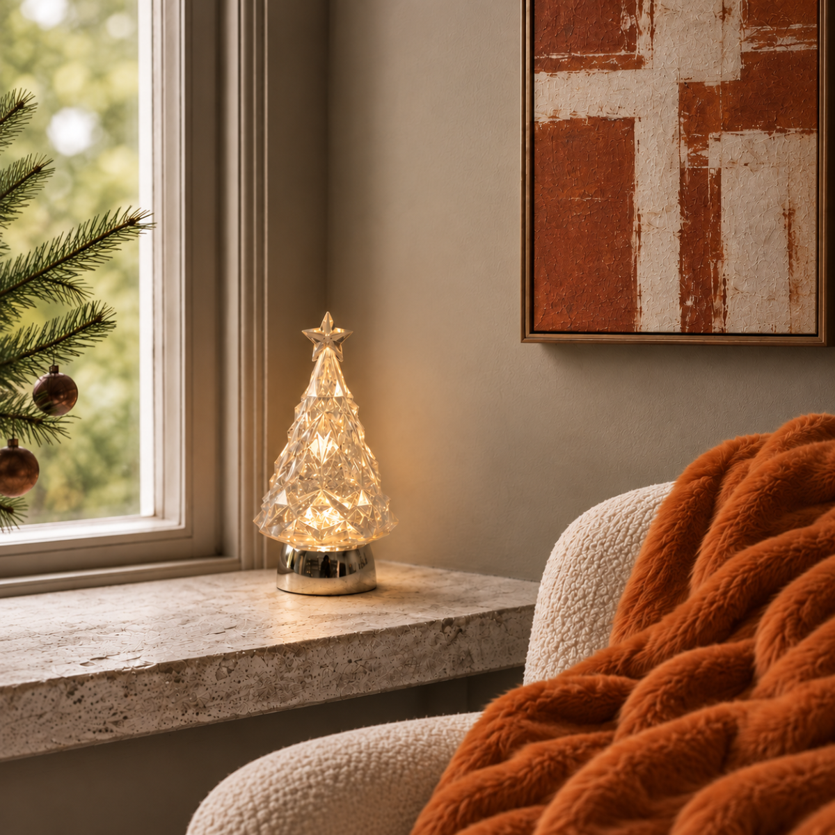 LED Silver Liquid Xmas Tree - Small