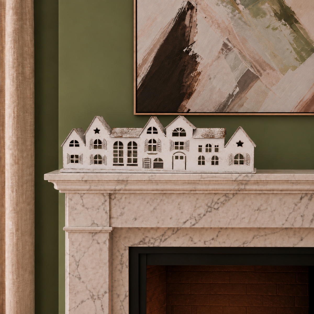 White Townhouse Street Candleholder