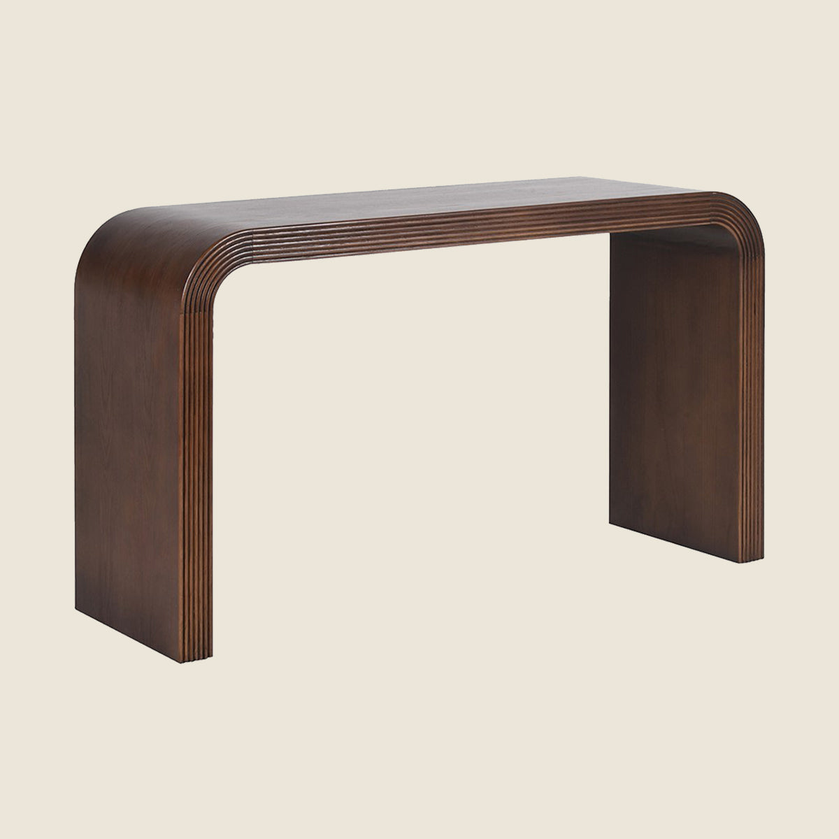 Curved Edge Ridged Oak Console Table