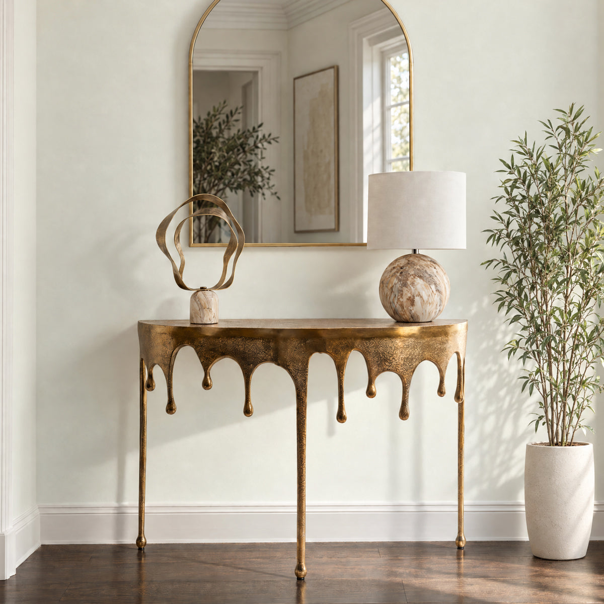 Golden Drip Console Table