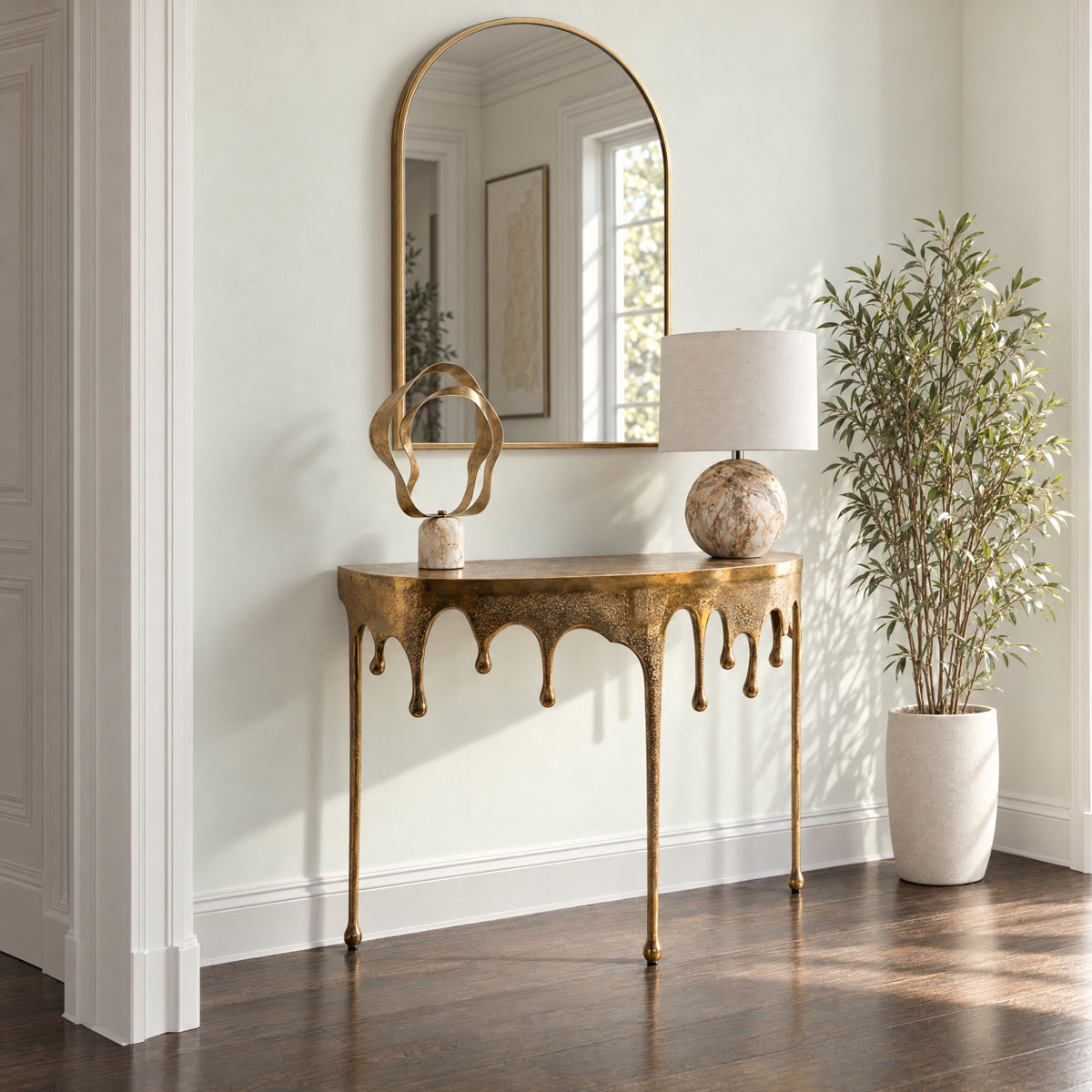 Golden Drip Console Table