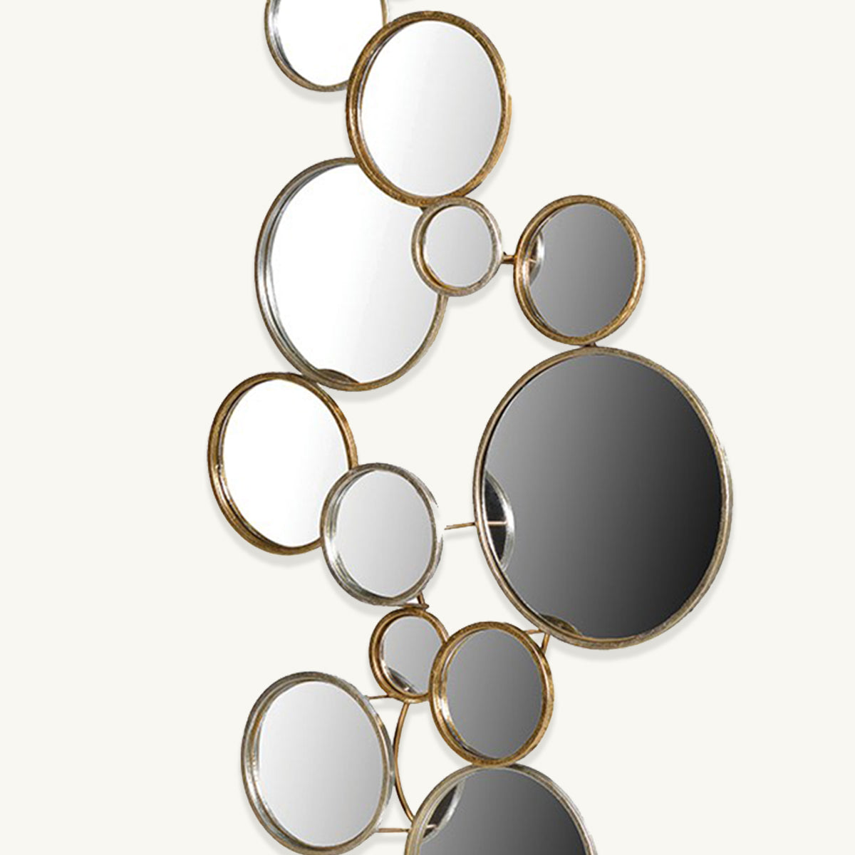 A mirror made up of concentric gold circles