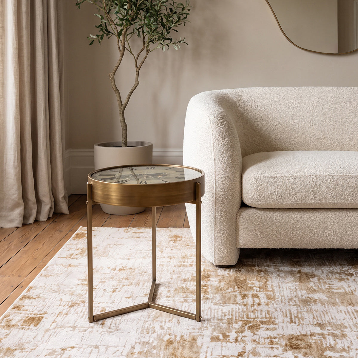 Golden Atlas & Gears Moving Side Table