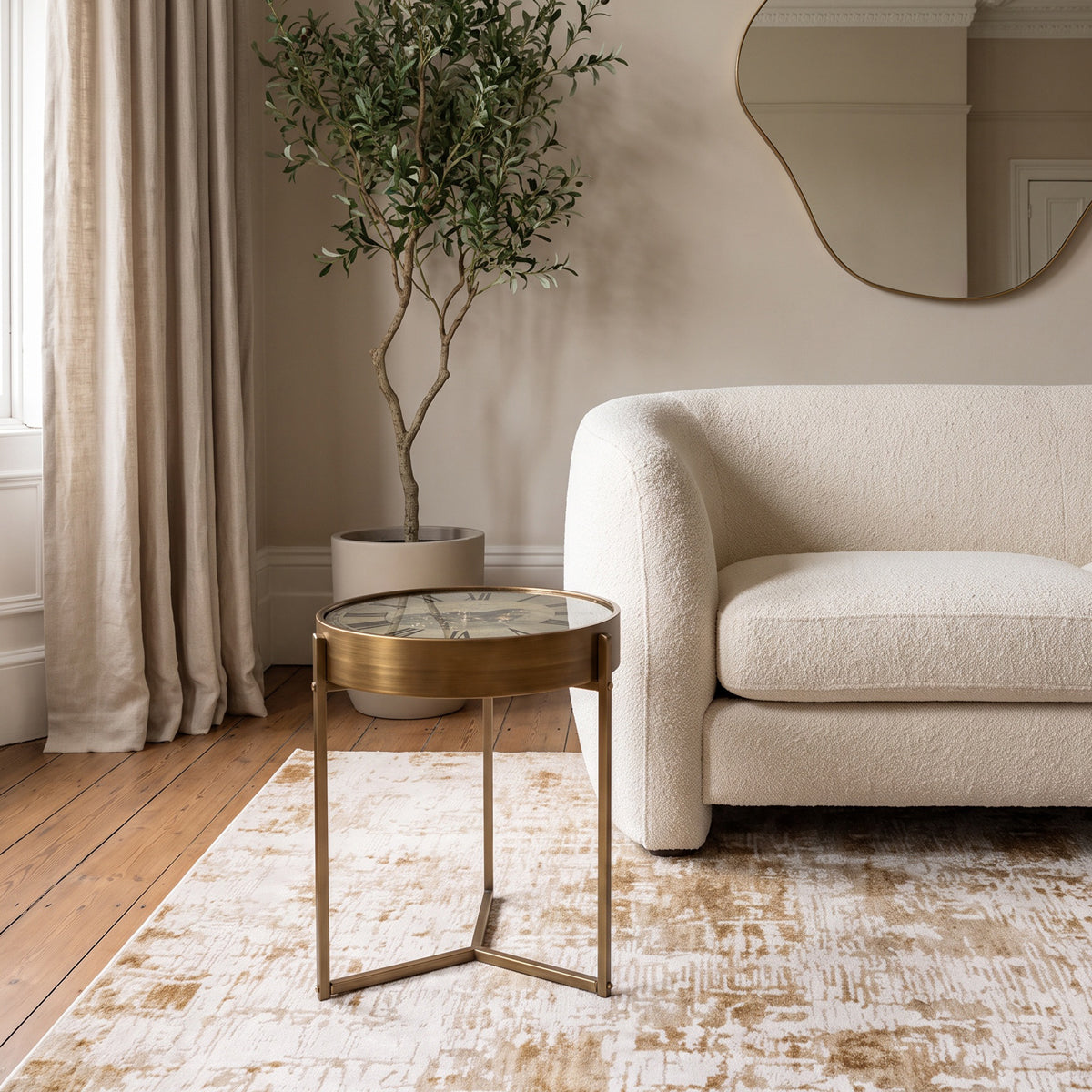 Golden Atlas & Gears Moving Side Table