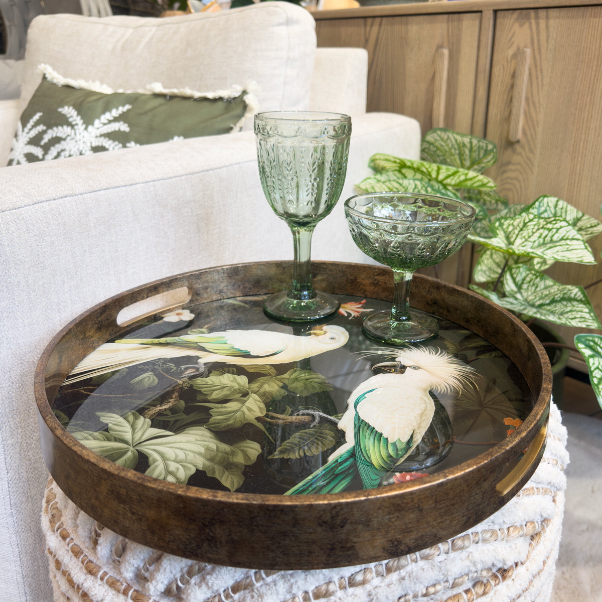 Green & Gold Tropical Parrot Tray - Small