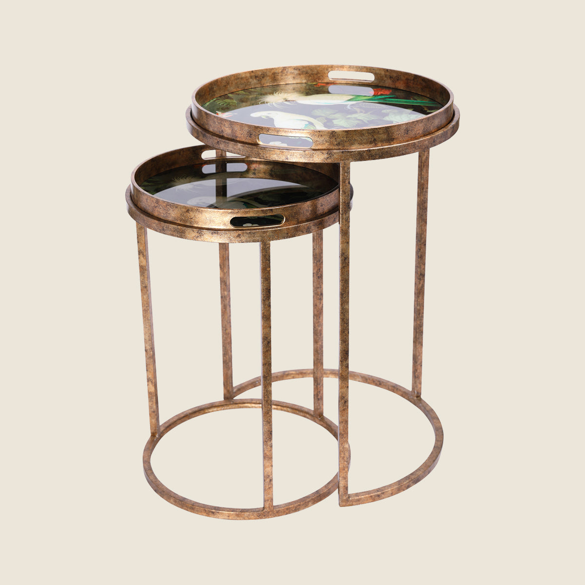 Green & Gold Tropical Parrot Tray Tables - Set of 2