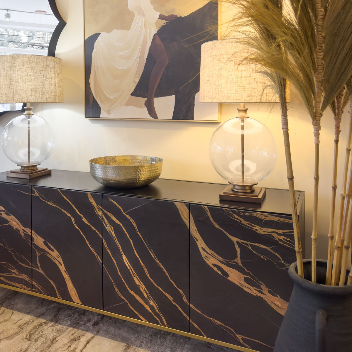 Iron Marble Pattern 4 Door Sideboard