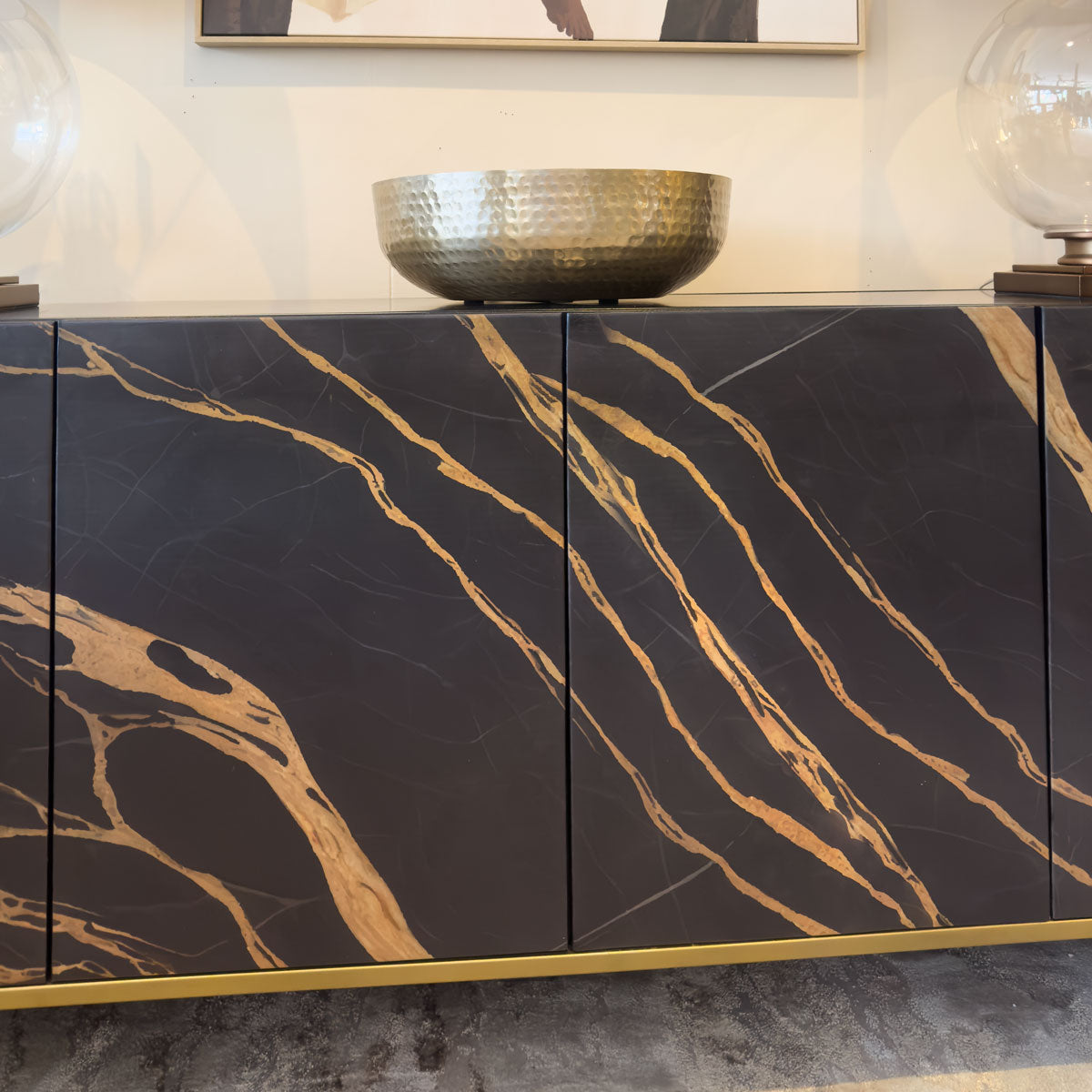 Iron Marble Pattern 4 Door Sideboard