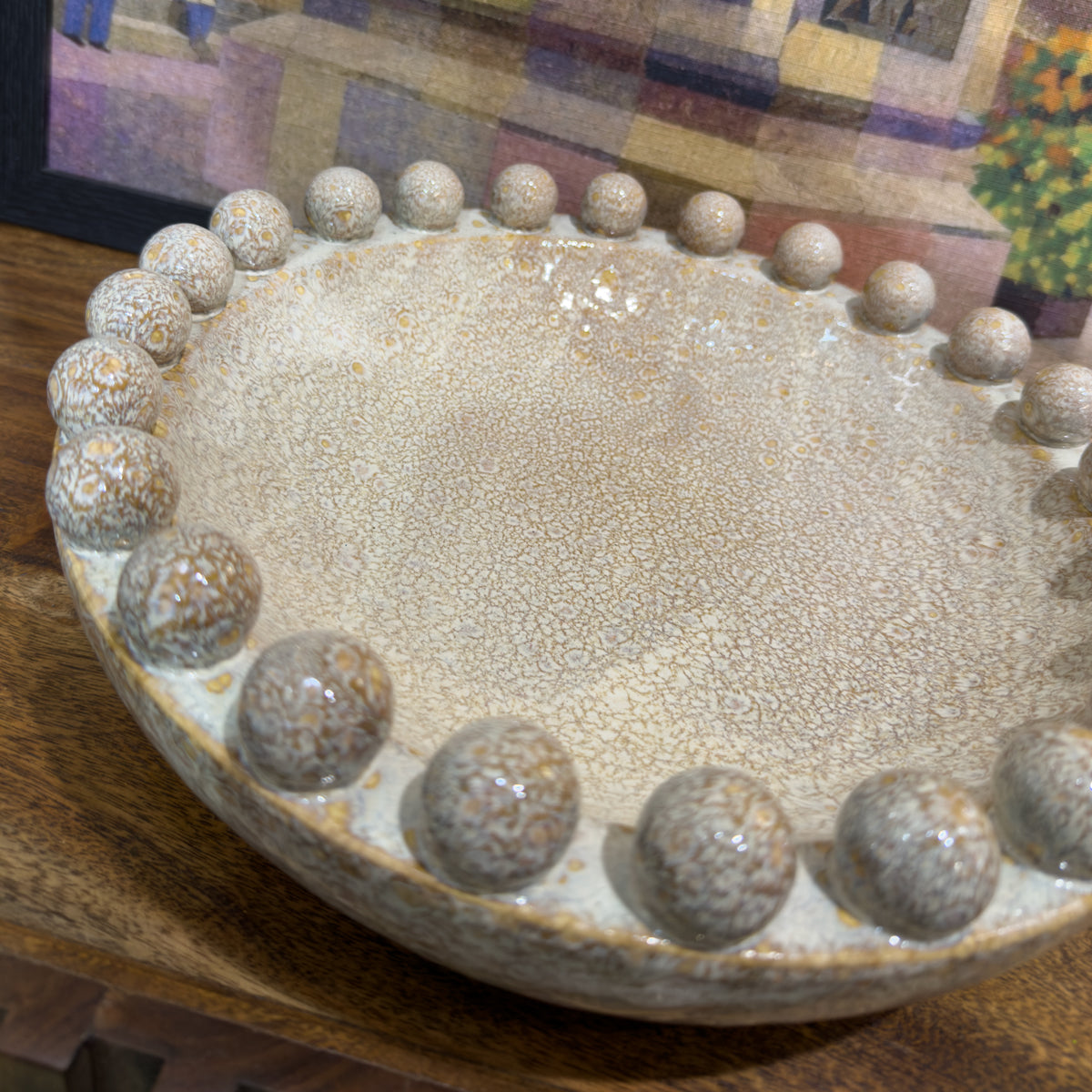 Mottled Cream Glazed Bobble Bowl