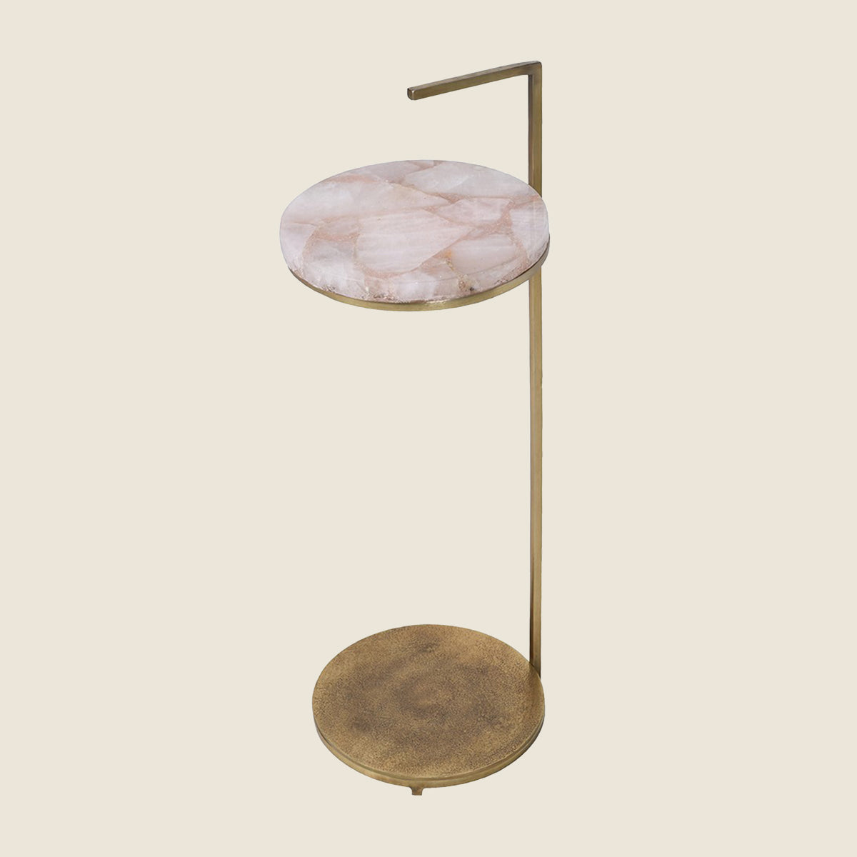 Pink Quartz & Gold Handle Sofa Table