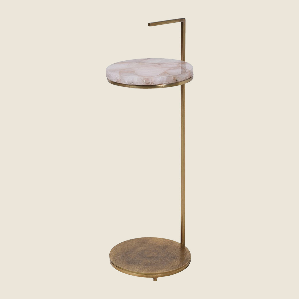 Pink Quartz & Gold Handle Sofa Table