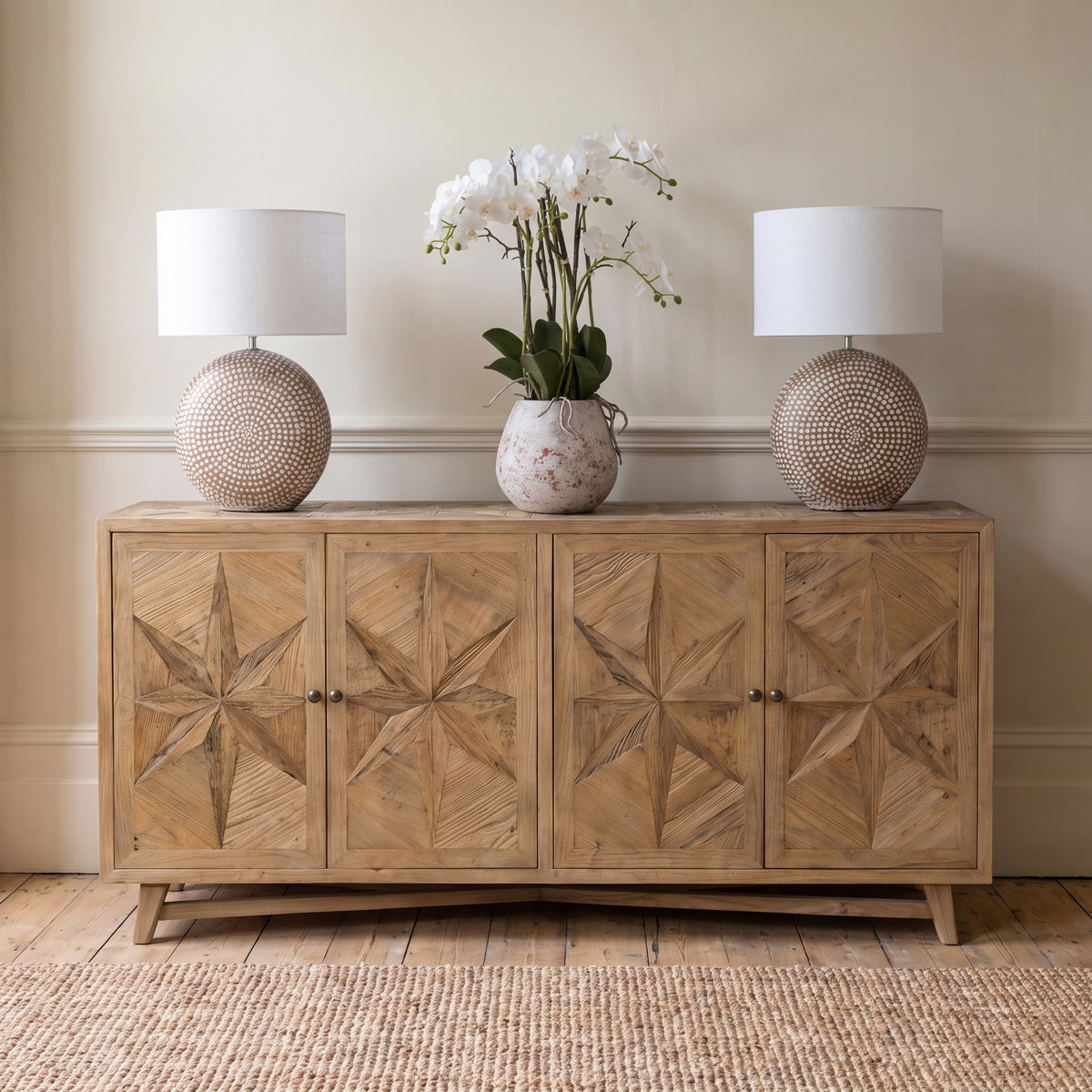 Reclaimed Star Parquet 4 Door Sideboard