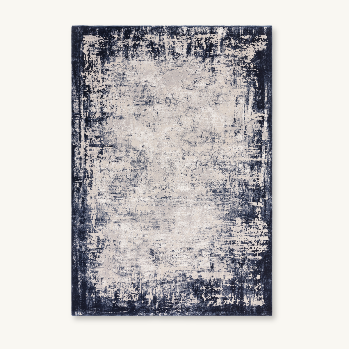Distressed Navy Border Rug - Various Sizes