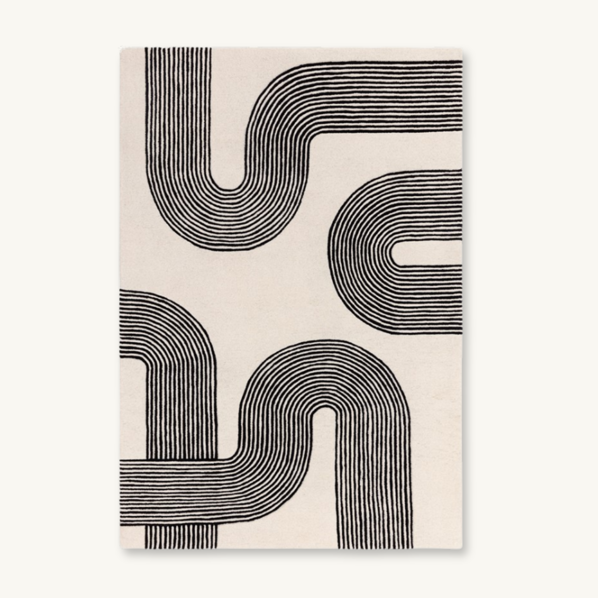 Minimalist Monochrome Curves Rug - Various Sizes