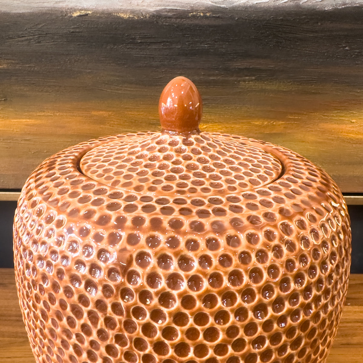 Rust Textured Lidded Jar