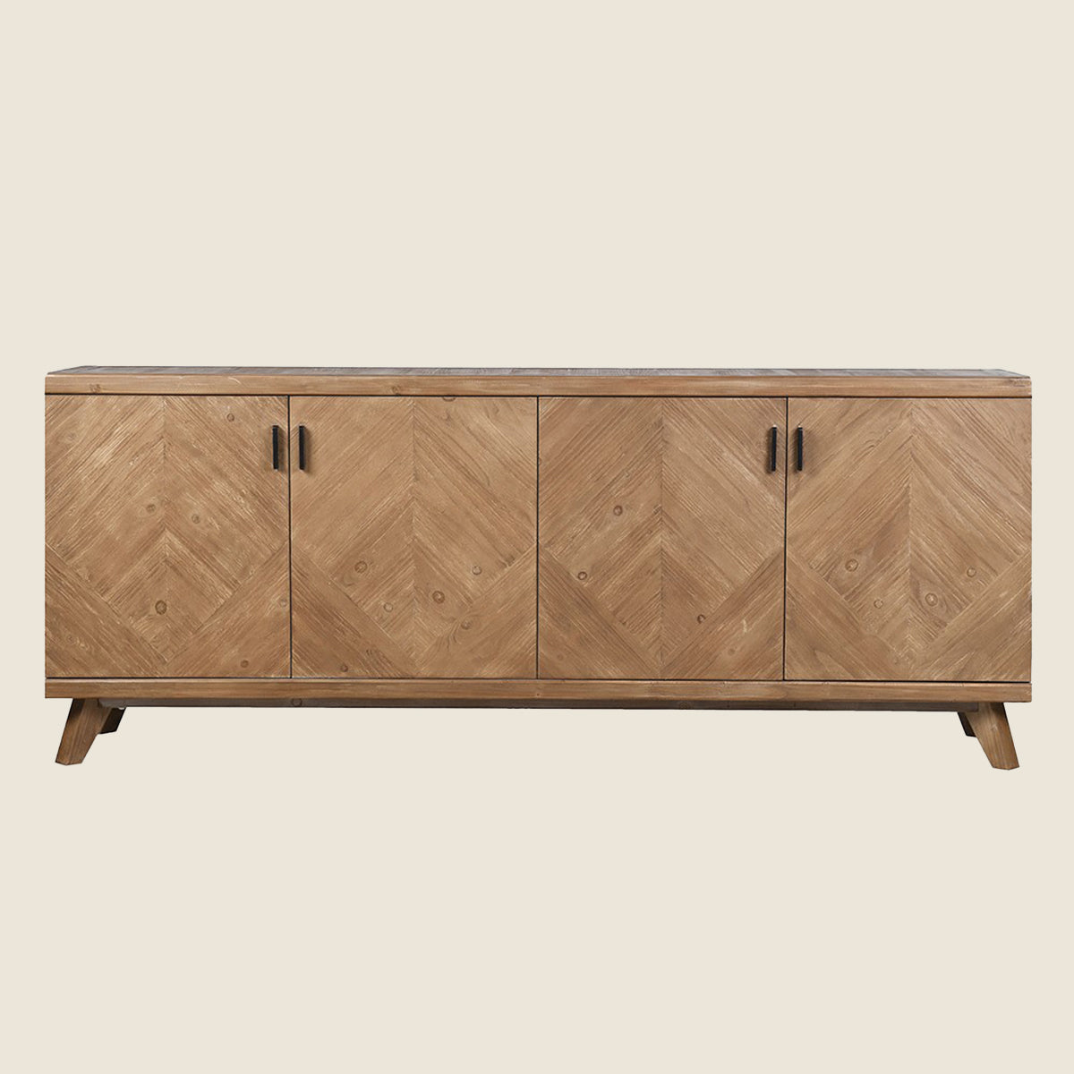 Rustic Fir Wood 4 Door Parquet Sideboard