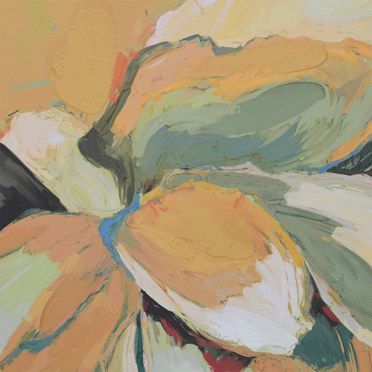 Abstract painting of a flower with vibrant colors