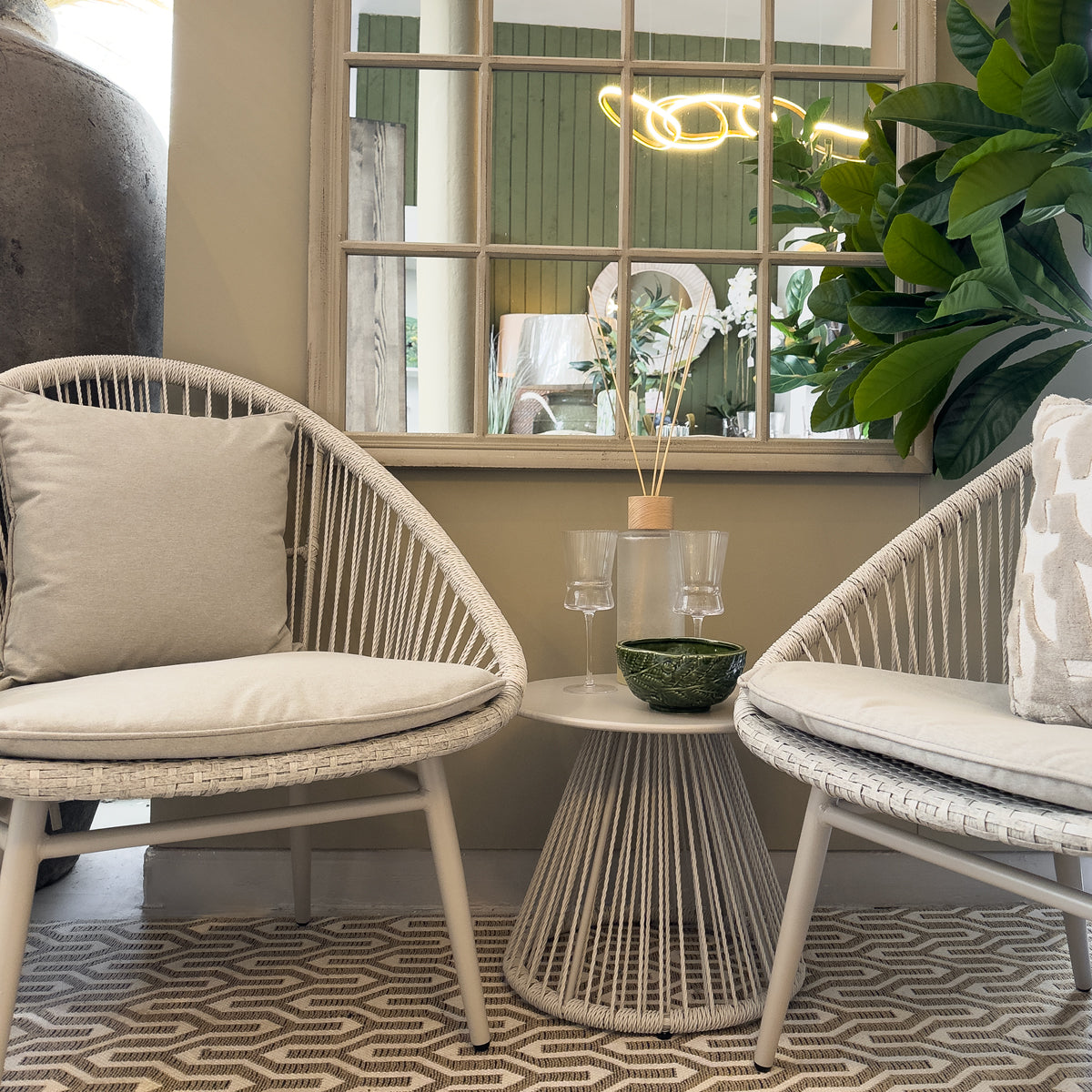 Sorrento Rope Table & 2 Chair Set