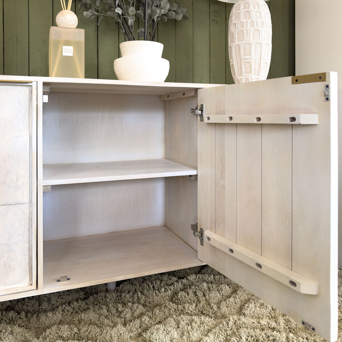 Washed Mango Wood Geometric Doors Sideboard