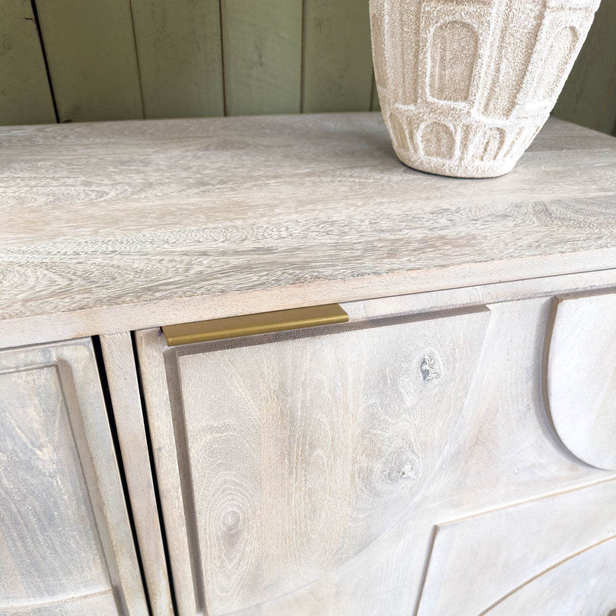 Washed Mango Wood Geometric Doors Sideboard