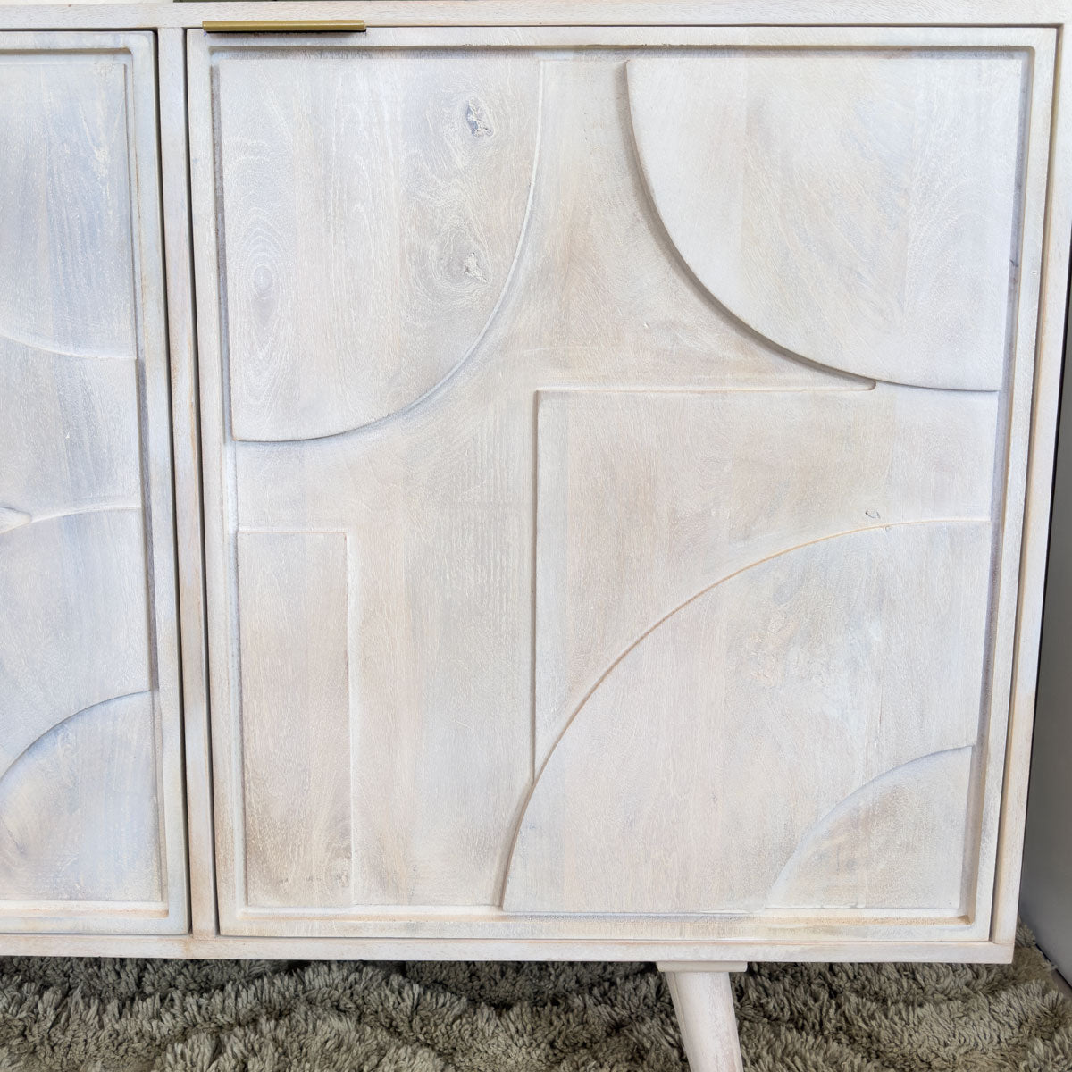 Washed Mango Wood Geometric Doors Sideboard