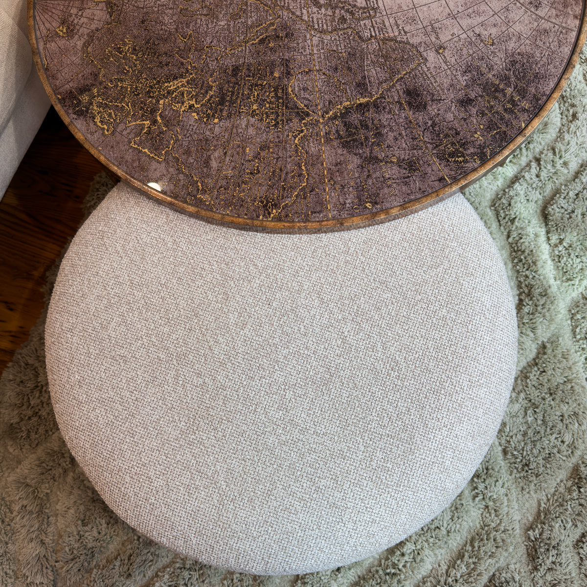 Golden Atlas & Cream Fabric Nesting Coffee Tables