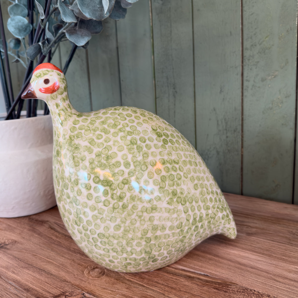 Green Spotted Ceramic Bird - Large