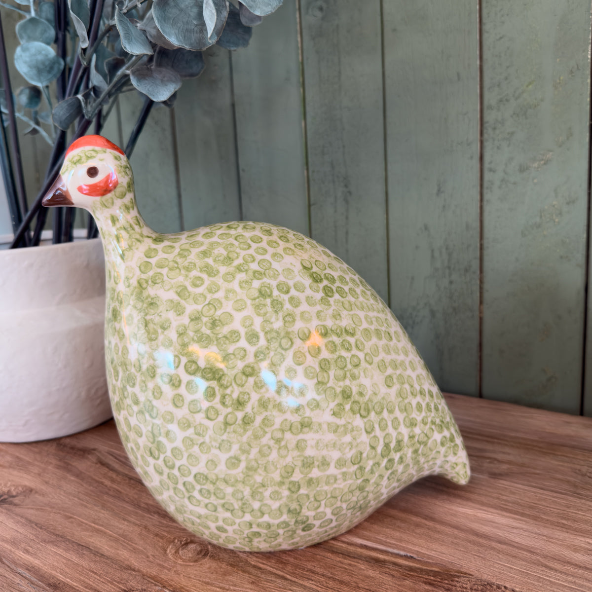 Green Spotted Ceramic Bird - Large