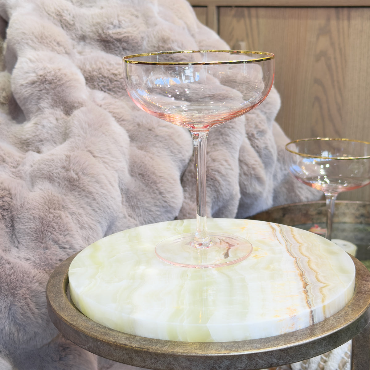 Blush & Gold Rim Cocktail Glass - Sold Individually