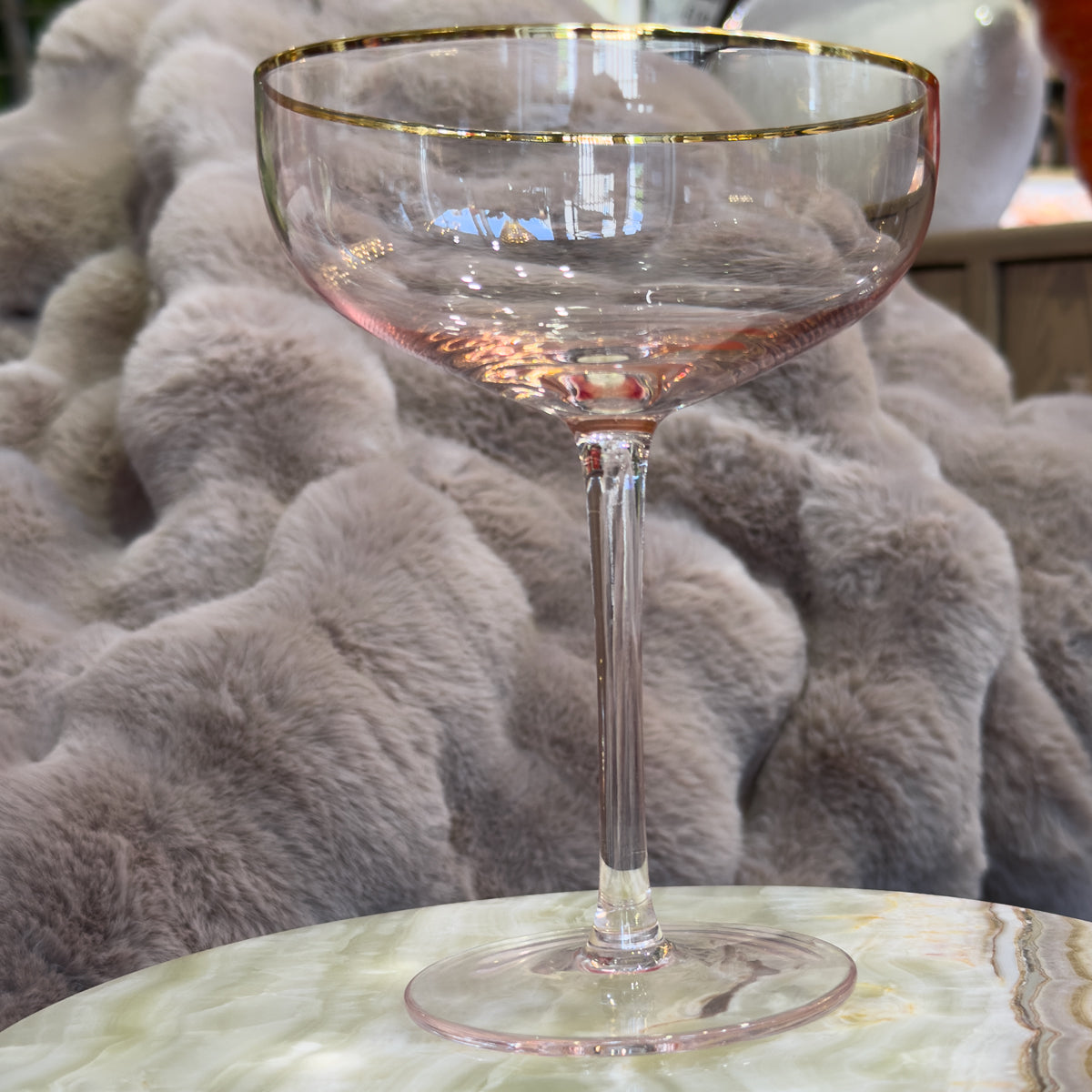 Blush & Gold Rim Cocktail Glass - Sold Individually