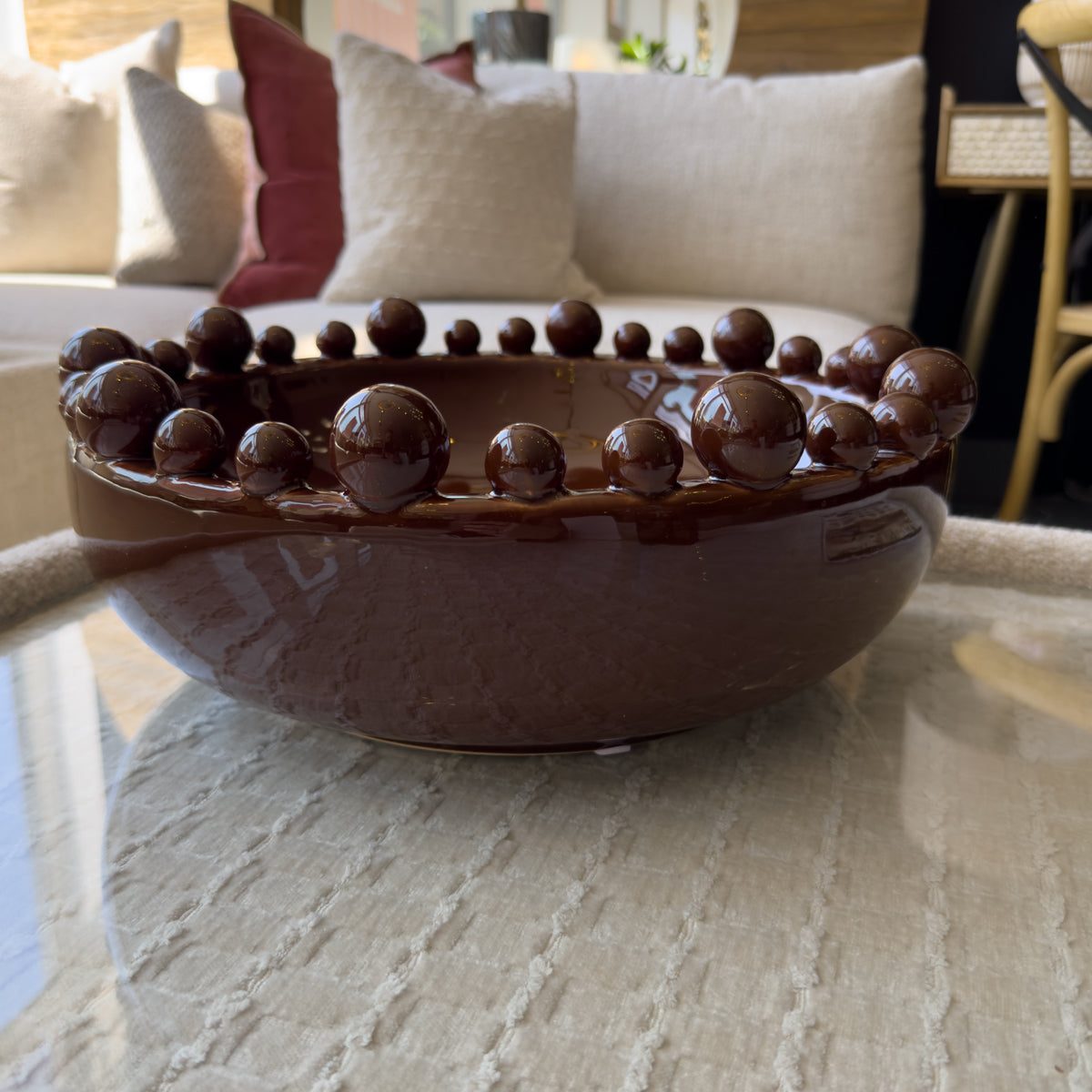 Bowl with Bobble Decoration - Brown