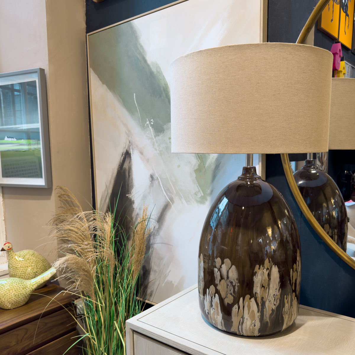 Glossy Finish Enamel Lamp Brown