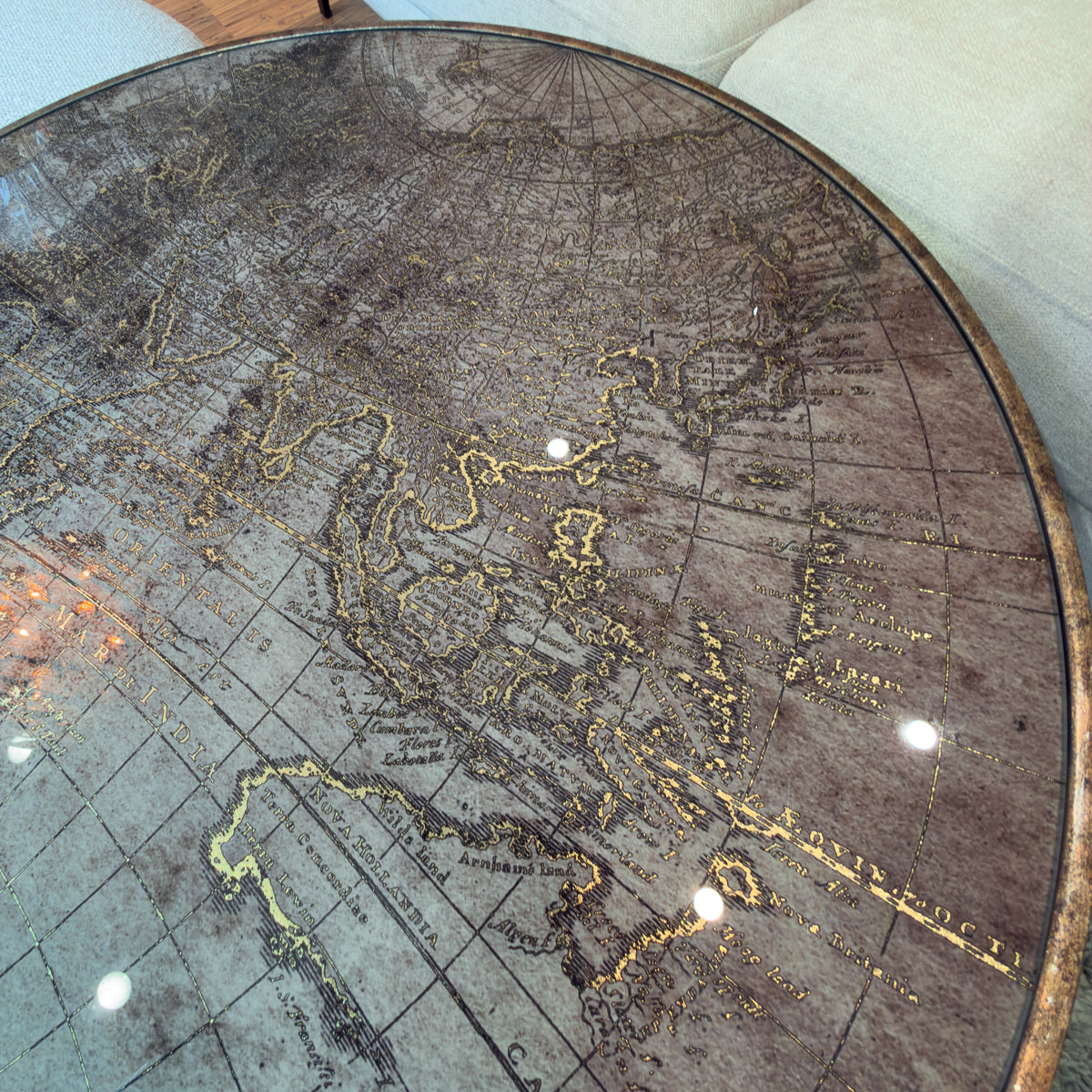 Golden Atlas & Cream Fabric Nesting Coffee Tables