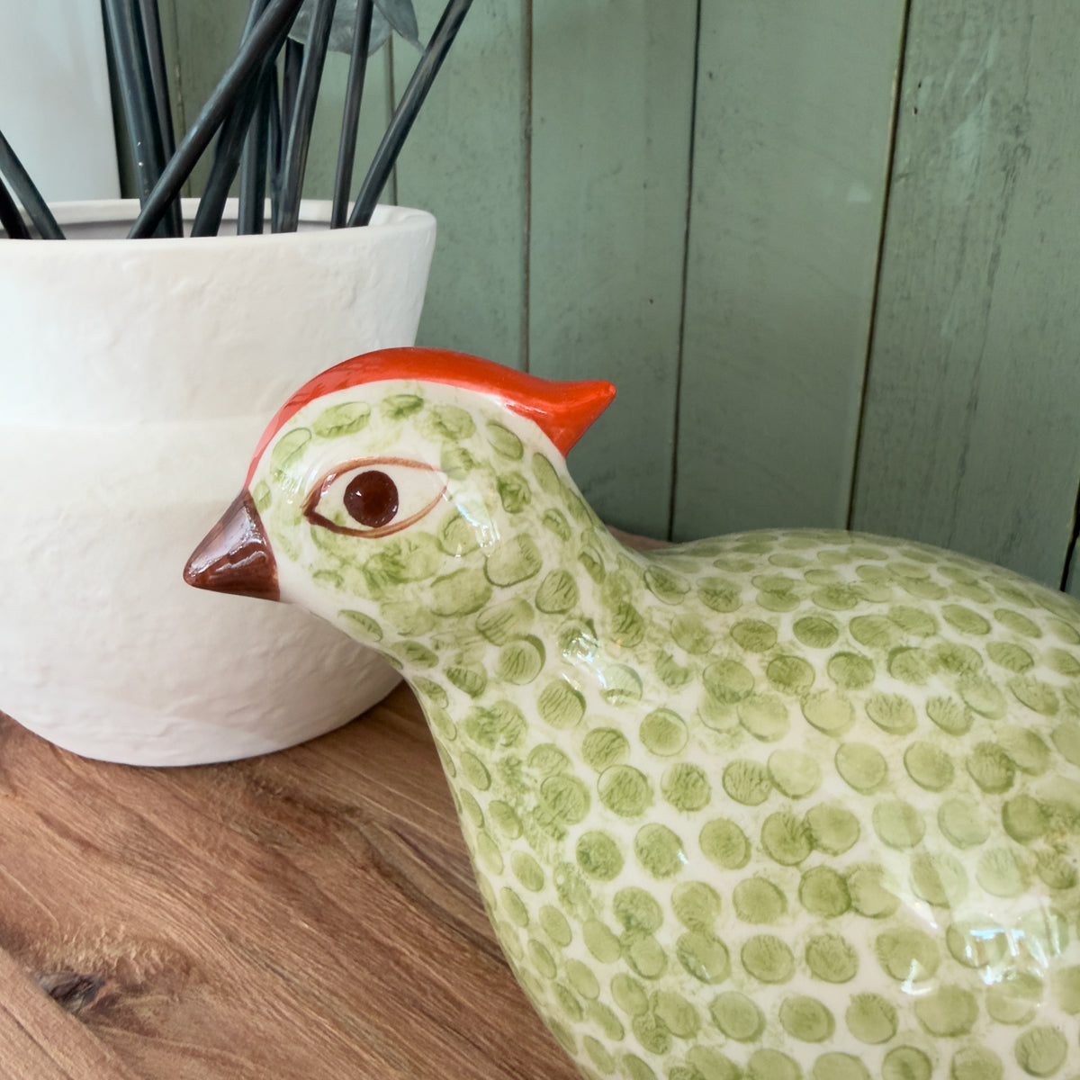 Green Spotted Ceramic Bird - Small