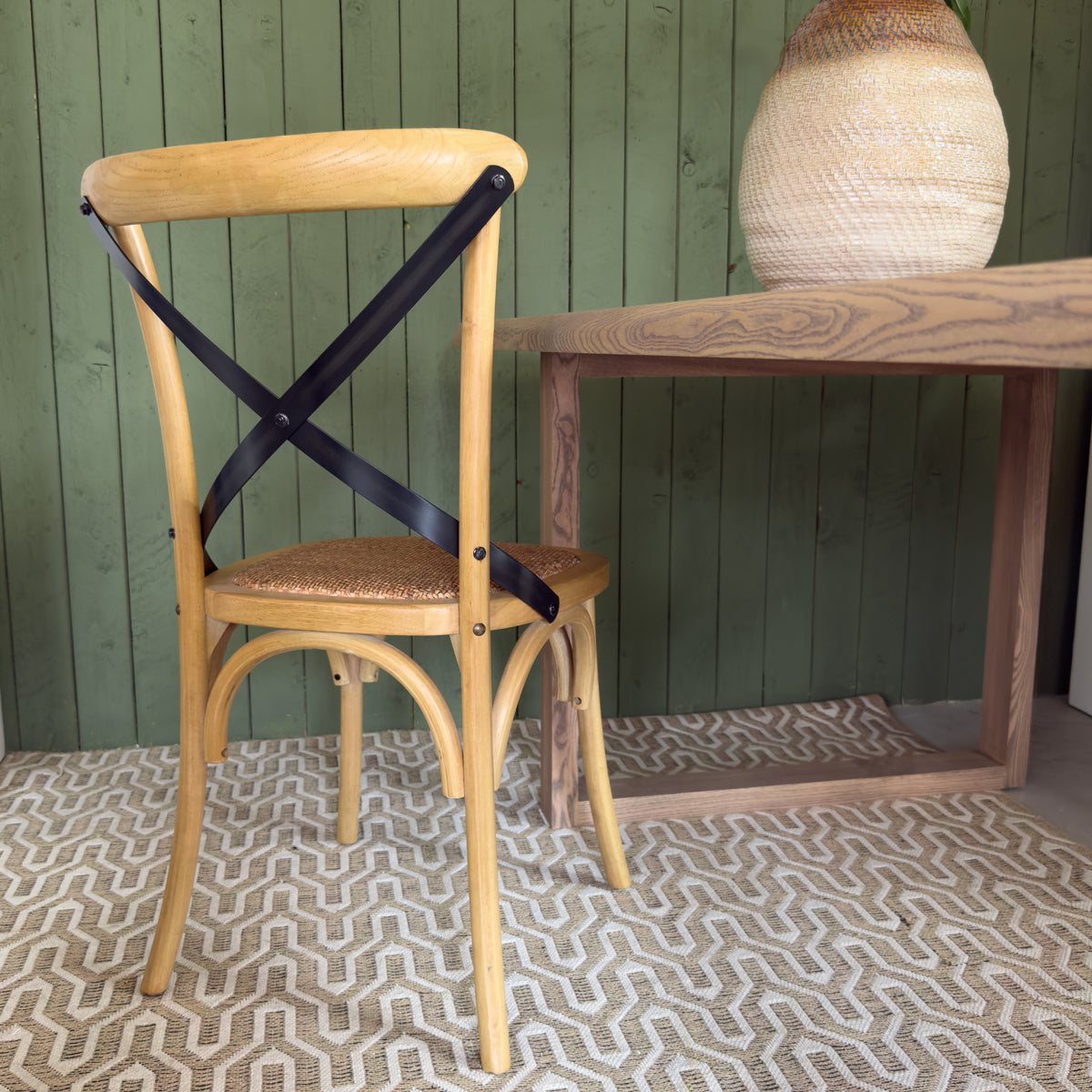 Elm & Iron Cross Back Dining Chair