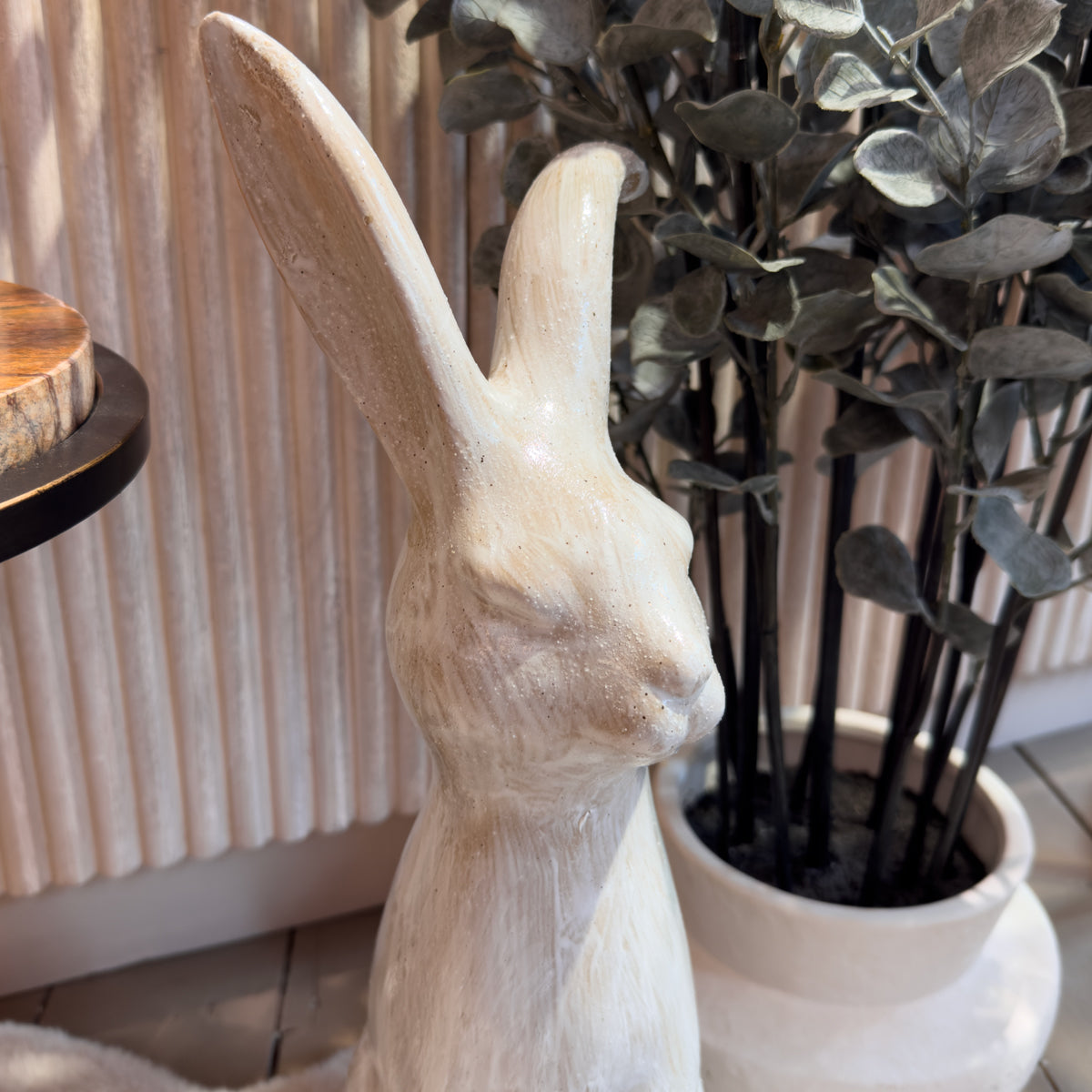 Grey Ceramic Glazed Sitting Rabbit