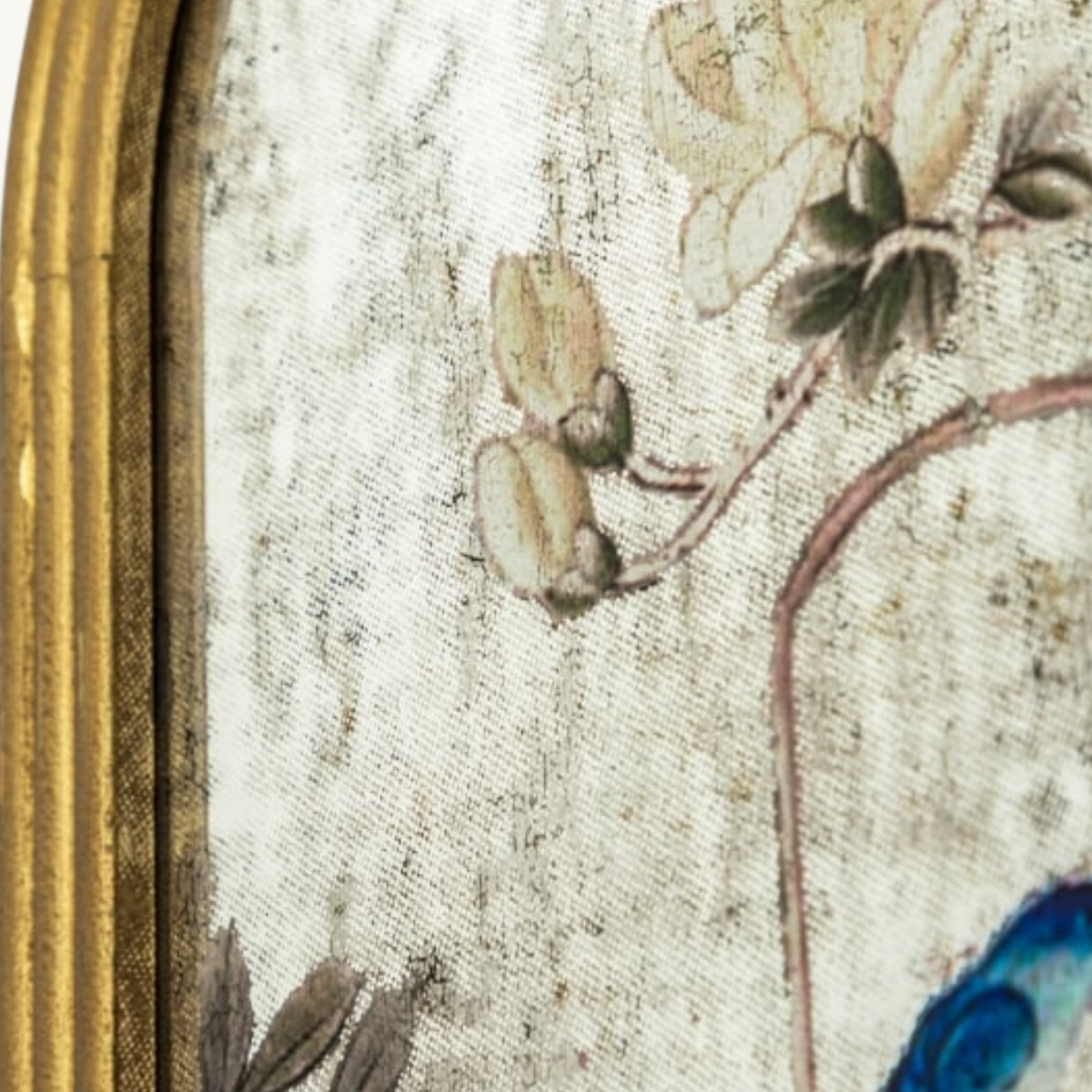 Golden Arch Oriental Bird & Vase Pattern Mirror