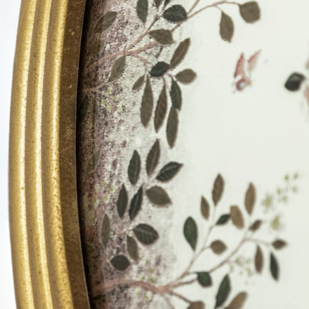 Golden Round Bird & Tree Pattern Mirror