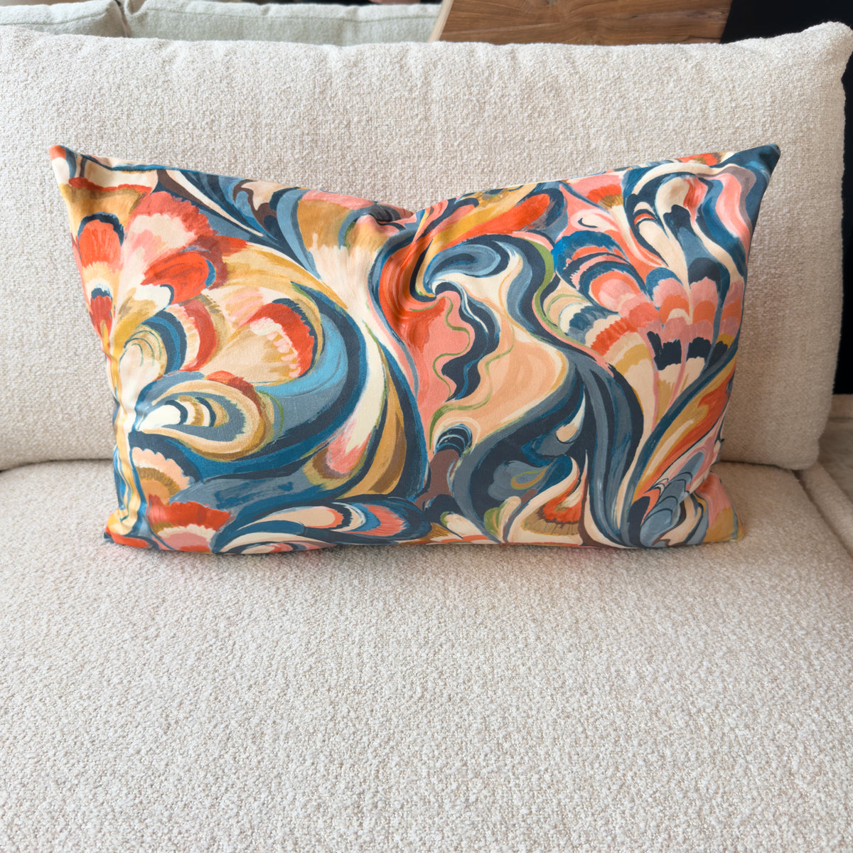 Multicoloured Abstract Floral & Swirls Cushion - 40x60cm
