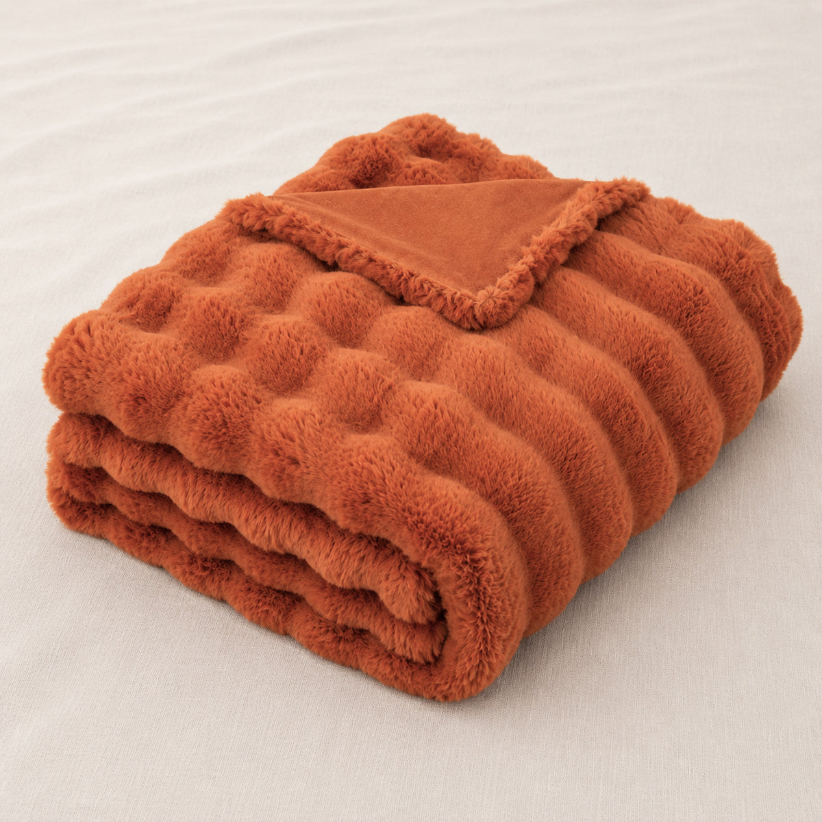 Luxe Wavy Orange Fur Throw - 150x200cm
