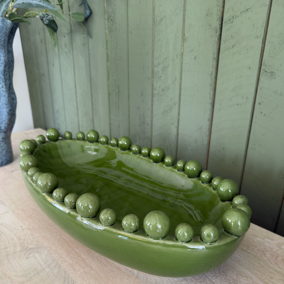 Green Oval Bobble Bowl