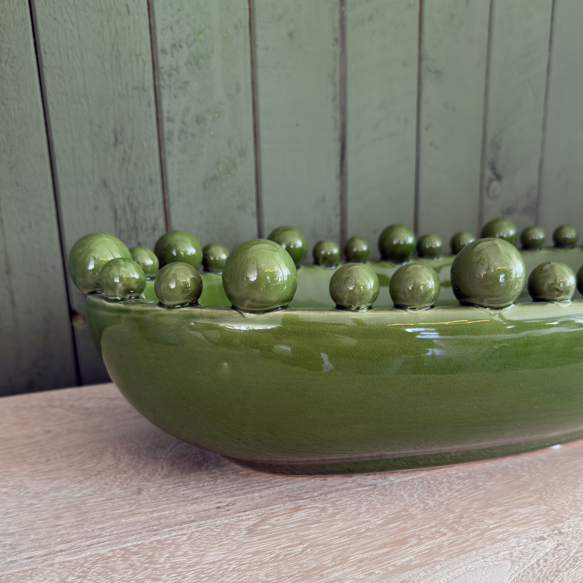 Green Oval Bobble Bowl