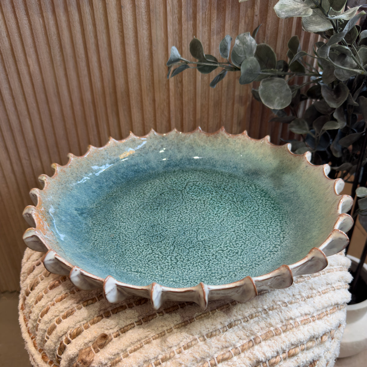 Peach & Blue Ombre Ridged Plate